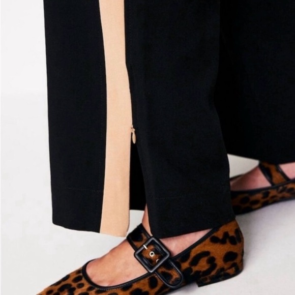 Boden Side Stripe Wide Leg Pants with Pockets - Black and Tan size 14R - Picture 2 of 7